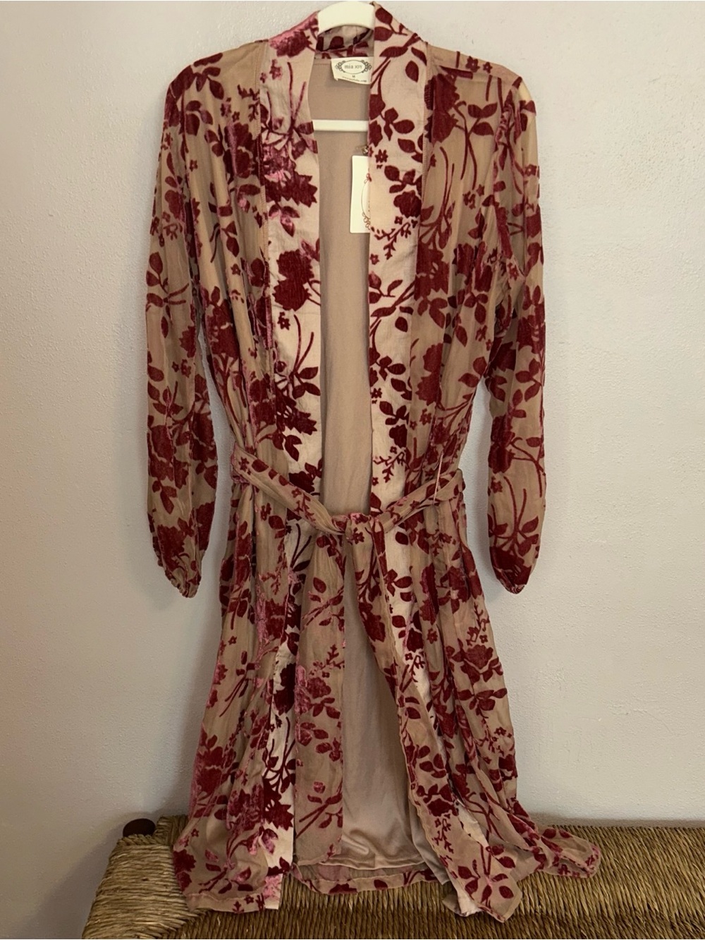 Whimsigoth Dark Floral Romantic Goth Velvet Burnout Duster